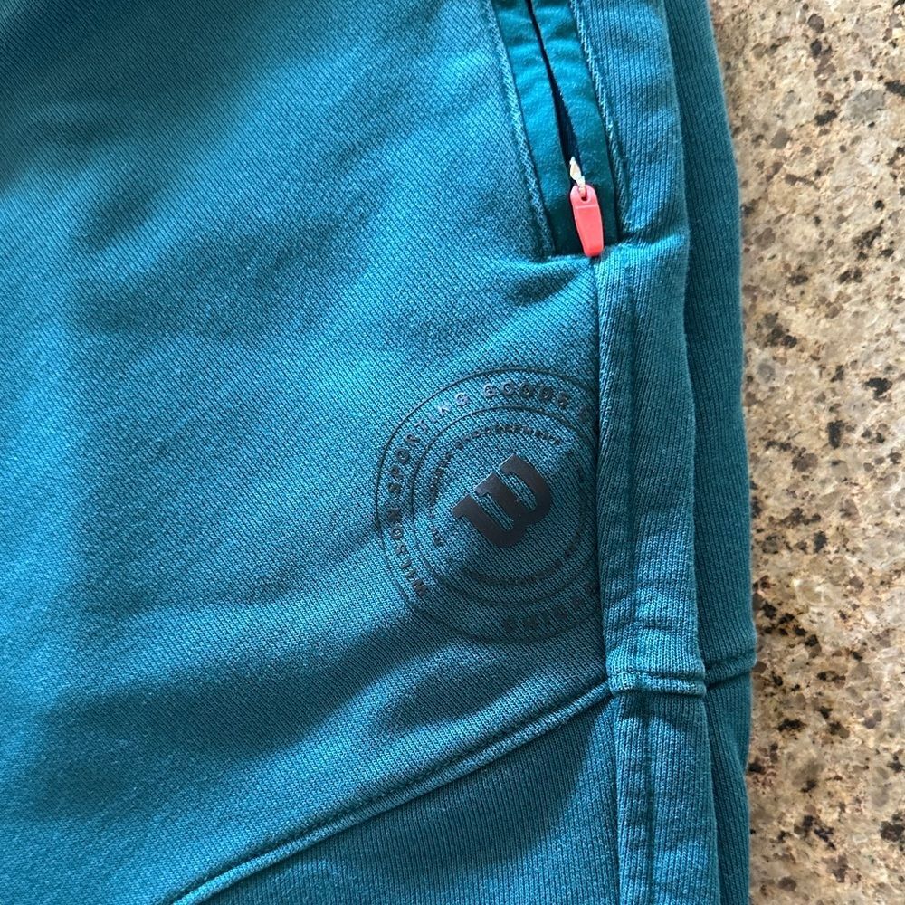 Men’s Teal Joggers w/ Zip Pockets - Wilson Green Size Small - Slim Sweatpants S